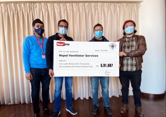 नेपाल भेन्टिलेटर बैंकलाई फोनपे मार्फत सहयोग रकम हस्तान्तरण